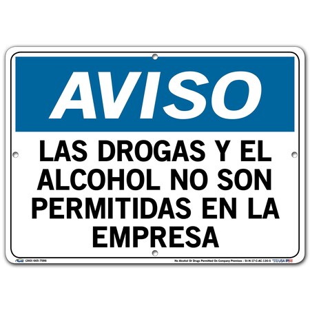 Vestil Aluminum Composite Sign, 10-1/2" Height, 14-1/2" Width, Aluminum Composite, Rectangle, Spanish SI-N-17-C-AC-130-S